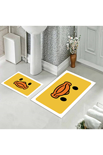 Evmila Desenli Baskılı Banyo Paspası Seti - Yumuşak ve Dayanıklı Ve Makine de...