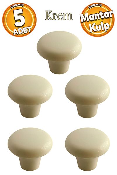 Badem10 (PLASTIC HARD) Buton ciupercă Crem Mobilier Bucătărie Sertar Dulap Dulap Mâner Mâner Mânere 5 buc