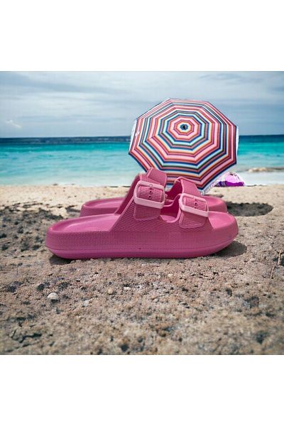 TrineBear Double Buckle Comfortable Women's Slippers - Adjustable All Color Non-Slip Sole