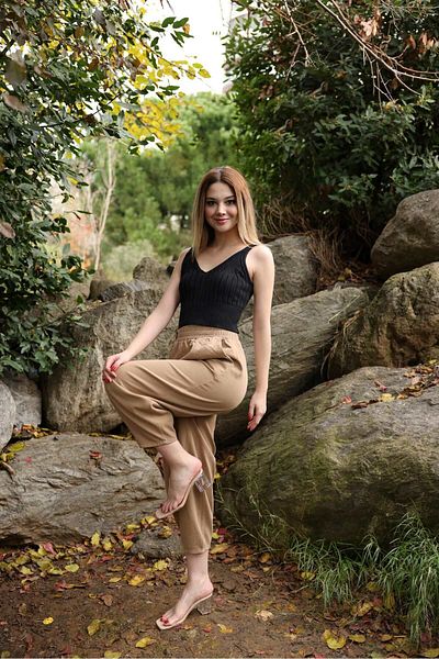 Ozan KOÇ Women's 100% Cotton Pocketed Gabardine Shalwar Trousers