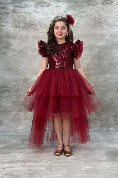 ABİYEKİDS Sequined Katkat Tailed Style Children's Evening Dress Aby745