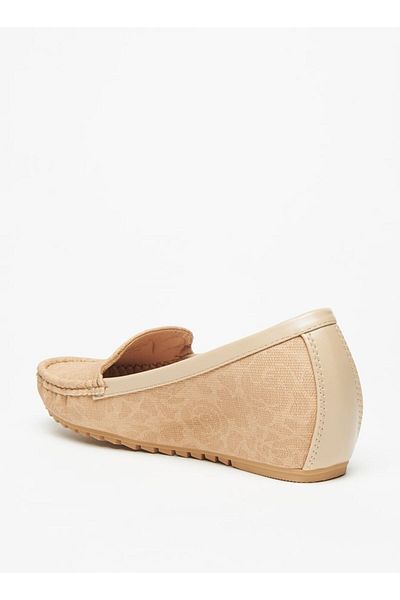 Le Confort Floral Print Slip-On Wedge Heeled Moccasins