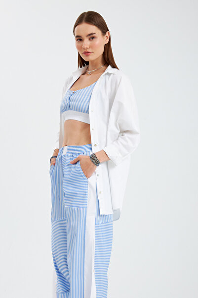 NOK İSTANBUL Oversize Bol Kesim Gömlek Beyaz