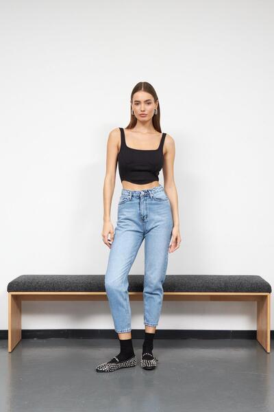 NOK İSTANBUL Nok Mom Fit Jean Pantolon DARK BLUE