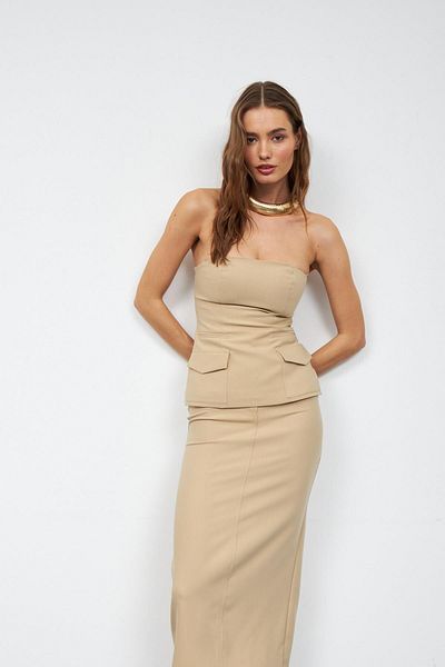 NOK İSTANBUL Forever Icon Strapless Vest Beige