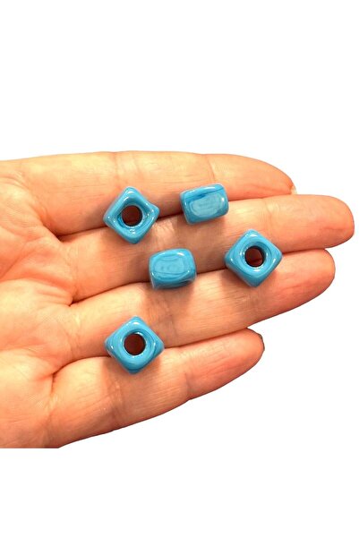 LAİKA Murano Boncuk Mavi El Yapımı Kare Murano Boncuk 5 Adet