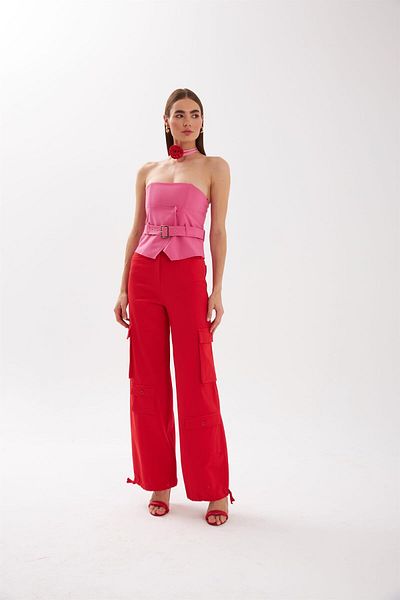 NOK İSTANBUL Full Length Cargo Pants Red