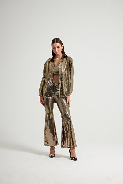 NOK İSTANBUL Nok Star Koleksiyonu Aynalı Pantolon Siyah Gold