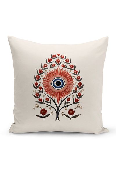Bertille Home Σειρά Evil Eye - Κάλυμμα μαξιλαριού με ριχτάρι διπλής όψης με ψηφιακή εκτύπωση (Κάλυμμα μαξιλαριού Evil Eye)
