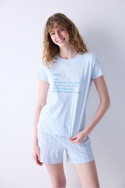 Penti Set pijama albastru deschis cu pantaloni scurți - mare
