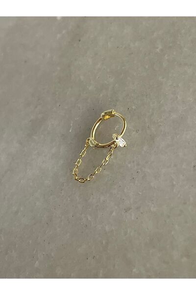 ds denizden silver Tekli Gümüş Zincirli Helix Halka Piercing - 1 Adet