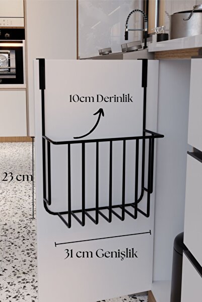 mba decor metal bending art منظم أسود متعدد الأغراض - شماعة باب تحت خزانة المطبخ وحوض المطبخ - منظم