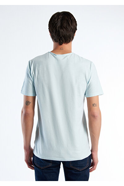 United Colors of Benetton Ανδρικό - Μπλε μπλουζάκι με λαιμόκοψη σε σχήμα V, Απαλό