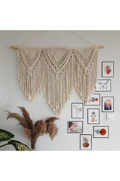 marymakrome Makrome Macrame Duvar Süsü Süs Ekru Ip Dekoratif Tasarım Özel Hed...