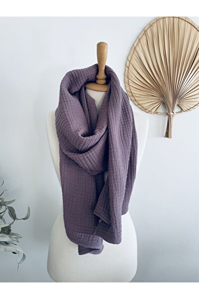 LeBohas وشاح شال قطني أرجواني من نسيج الموسلين الطبيعي