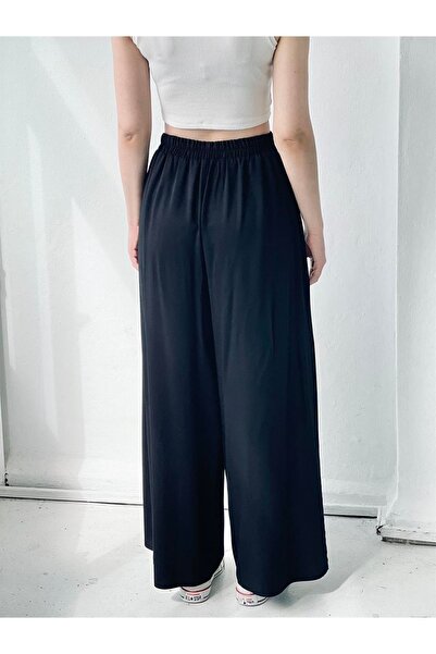 Retrobird Yırtmaç Detaylı Wide-leg Pantolon Etek Kadın Siyah