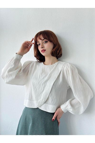 Retrobird Cămașă retro acoperită Alisa pentru femei, albă