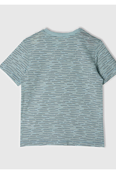 United Colors of Benetton Μπλουζάκι με λογότυπο για αγόρι με λαιμόκοψη σε γαλάζιο ριγέ