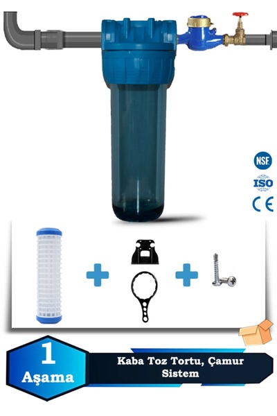 WaterMelon Daire Bina Sayaç Girişi 10" Inch 1 Aşama Su Arıtma Cihazı ( Çamur ...