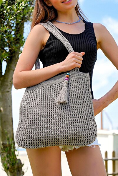 CHUBA Women's Knitwear Knitted Shopper - Shoulder Strap, Lined, Casual Hand and Beach Bag - Mink Chax801