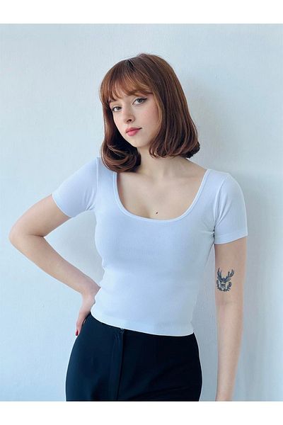 Retrobird Καμισόλα Υφασμάτινη Πισίνα Γιακά Badi Crop Γυναικεία Εκρού