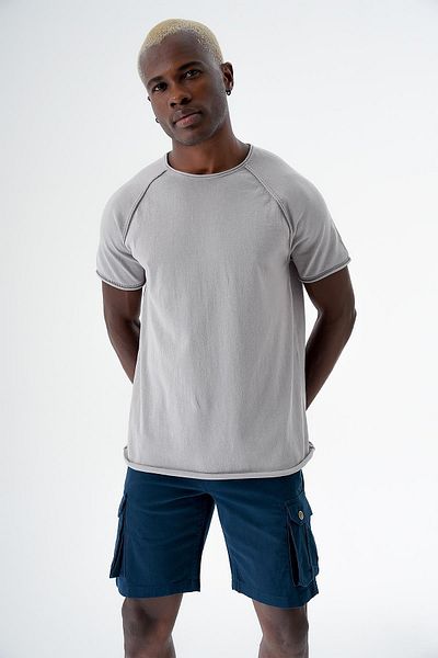 CHUBA Γκρι Crew Neck Slim Knitwear Αθλητικό T-Shirt - Κοντό μανίκι 24s268