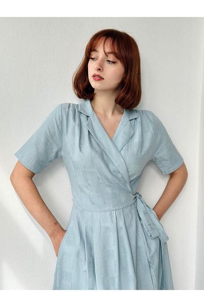 Retrobird Lady Double Breasted Midi Dress Women Blue
