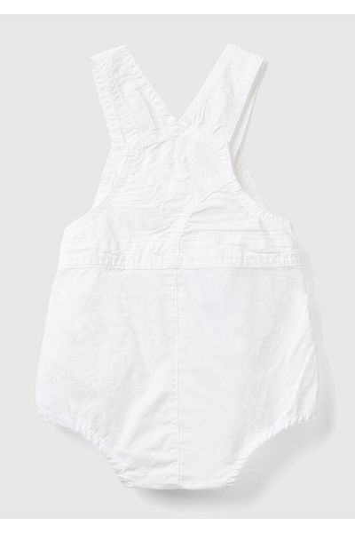 United Colors of Benetton Baby White Patch Pocket Decorative Button Bottom Snap Shorts Jumpsuit