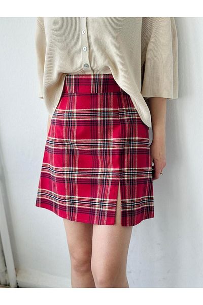Retrobird Single Slit Bell Mini Skirt Women's Red