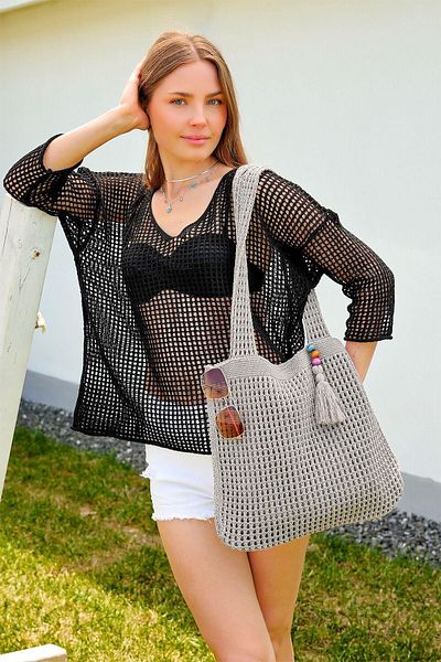 CHUBA Women's Knitwear Knitted Shopper - Shoulder Strap, Lined, Casual Hand and Beach Bag - Mink Chax801