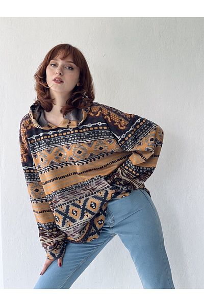 Retrobird Oversize Basic Hooded Sweatshirt Women Multi Color