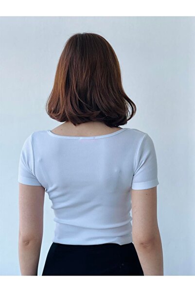 Retrobird Καμισόλα Υφασμάτινη Πισίνα Γιακά Badi Crop Γυναικεία Εκρού