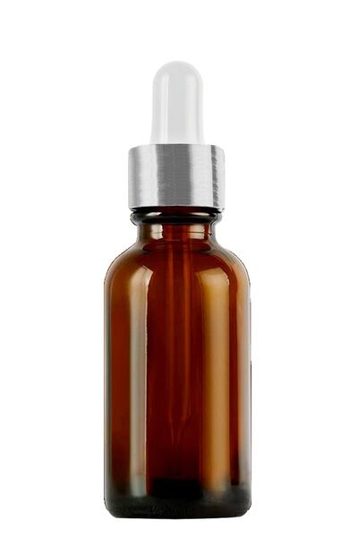 Afracam 100 ml Amber Cam Damlalık Serum Şişesi 100 Cc Gümüş Metal Kapaklı Kah...