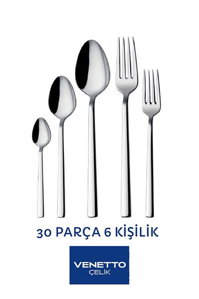 VENETTO طقم ملعقة شوكة فولاذية مكون من 30 قطعة