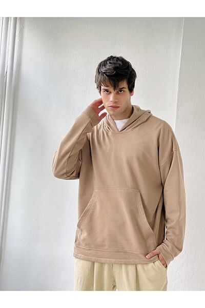 Retrobird Oversize Basic Hooded Φούτερ Ανδρικό καφέ
