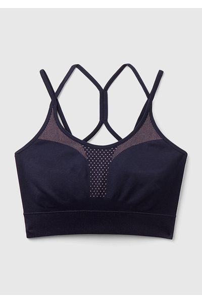 United Colors of Benetton Dark Navy Colored Cross Strap Logo Embroidered Women's Sports Bra