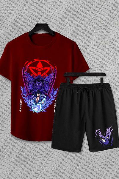 PENTHİLUS Naruto Uchiha Sasuke Susanoo Anime Printed Suit Set
