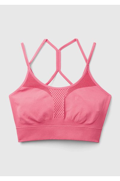 United Colors of Benetton Pink Logo Embroidered Women's Sports Bra - Multi Color and Cross Strap