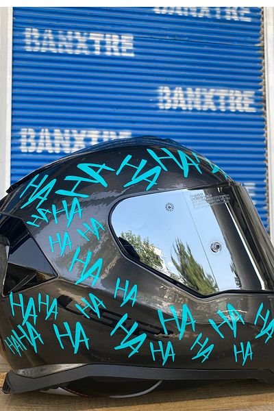 Banxtre Autocolant decorativ turcoaz Hahaha de 15CMx30CM - pentru motor, masina, casca