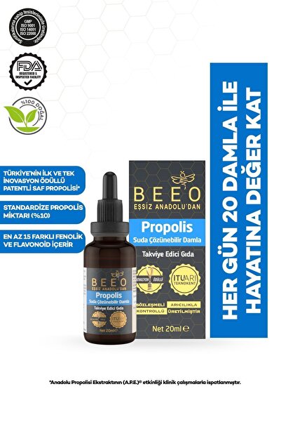 BEE'O Suda Çözünebilir Sıvı Propolis Damla 20 ml