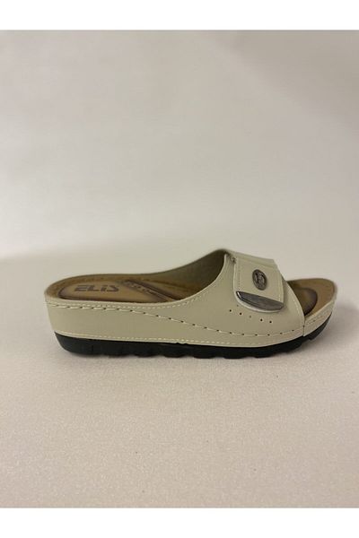 ELİS Women's Cream Orthopedic Sole 4 Point Slippers