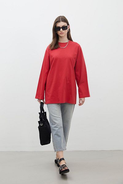 Manuka OVERSIZE-LANGARM-T-SHIRT AUS BAUMWOLLE ROT