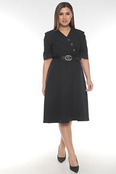 Rina Line Women's Solid Color Dress with Belt| Plus Size Dress| 5 colors