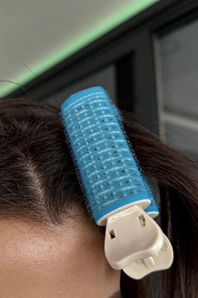 CAŞ DEKORASYON Mavi Renk Kalın Saç Kabartma Tokası/ Bigudi-2 Adet