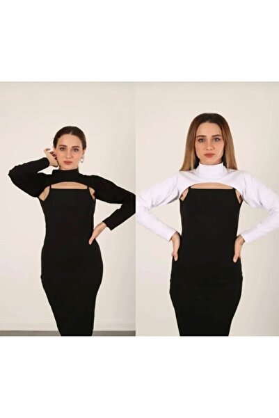Sahra Şal Dünyası Pack of 2 - Stand Collar Black and White Long Sleeve Hijab ...