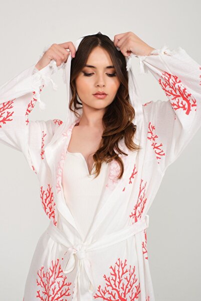 Like cotton Bambu Kırmızı Mercan Peştemal Bornoz