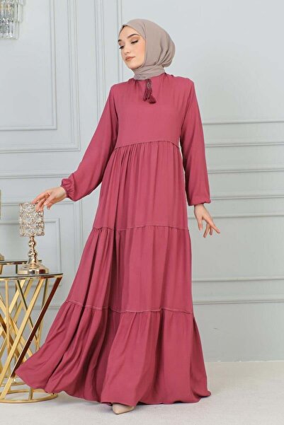 TESETTÜR MÜJDE MERVE Püskül Detaylı Elbise