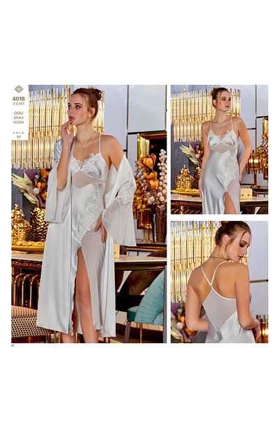 Jeremi 4018 Model Satin Long Σετ 2 τεμαχίων