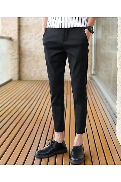 King Brothers Ανδρικό παντελόνι Full Lycra Slim Fit, ελαστικό βαμβακερό κοντό στενό παντελόνι