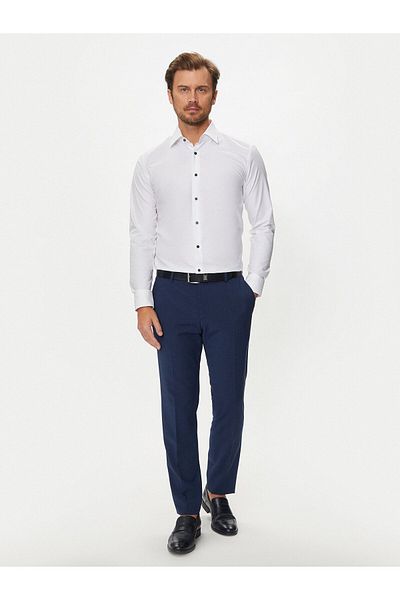 BOSS White Men's Shirt - Cotton, Long Sleeve, Daily Use, Woven 50519867 -100